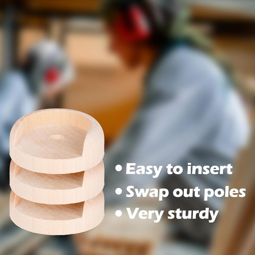 WADDELL Closet Pole Socket (Jumbo Heavy Duty, 1 Set) | Hardwood Dowel Rod Holder Fits Any Style Closet Rods up to 1-¾" Diameter | Includes Mounting
