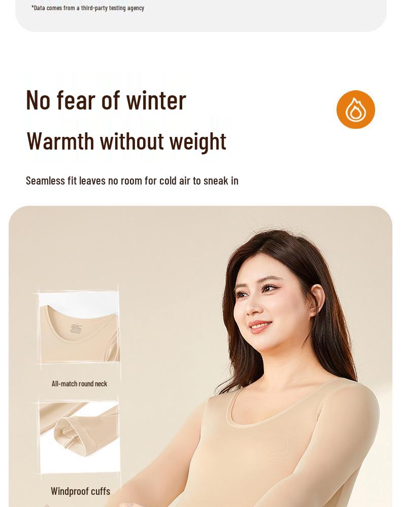 Plus Size 200 Jin Warm Top and Long Johns Set with Hyaluronic Acid for Women