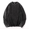 Unisex Retro Colorful Washed Long-Sleeve Pure Cotton Sweater with Ribbed Cuffs