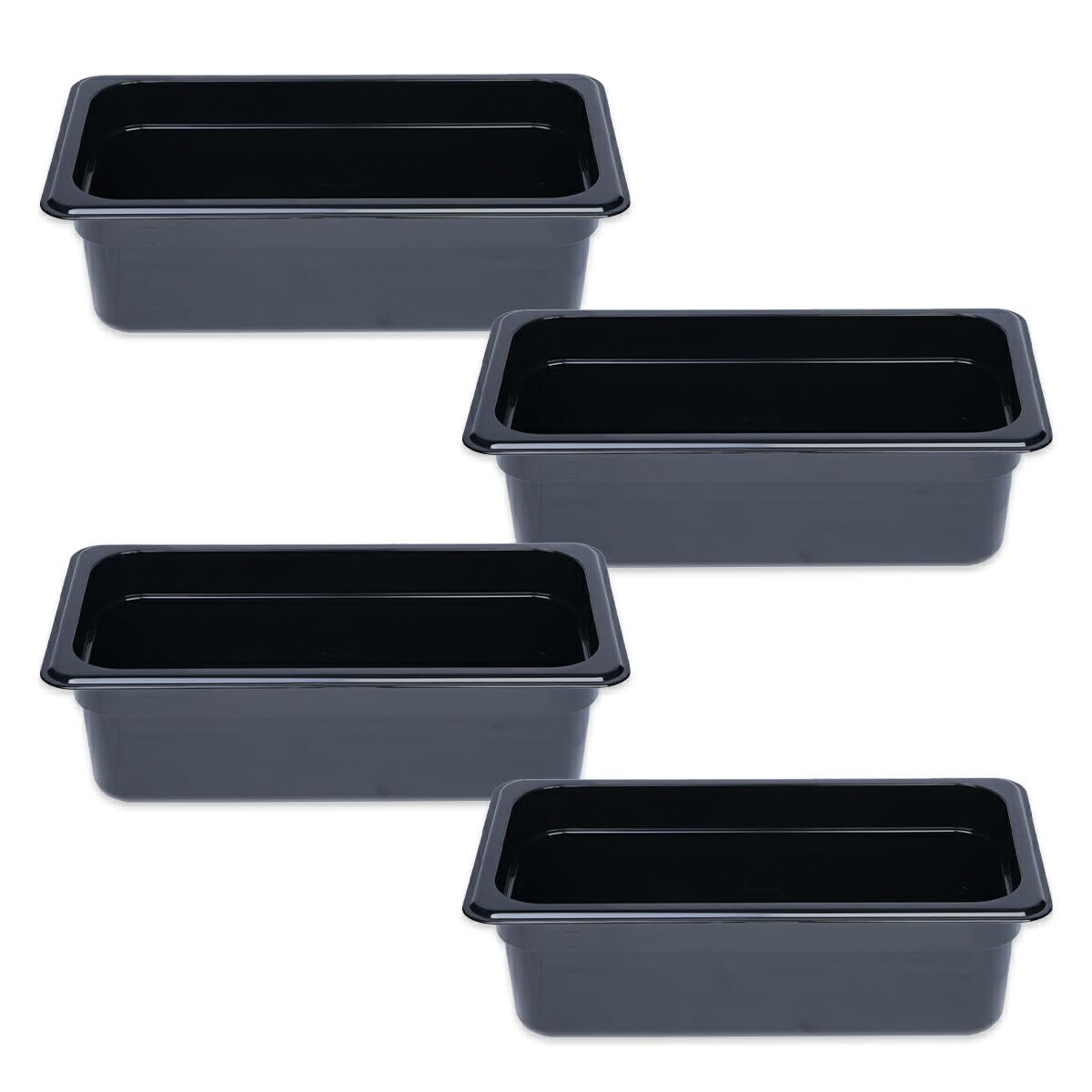 

Thunder Group Гастроемкость глубокая 100 мм Набор из 4 штук Безопасна для посудомоечной машины Прочный поликарбонат Для коммерческого использования Черный 1/3 PLPA8134BK-4S чёрный