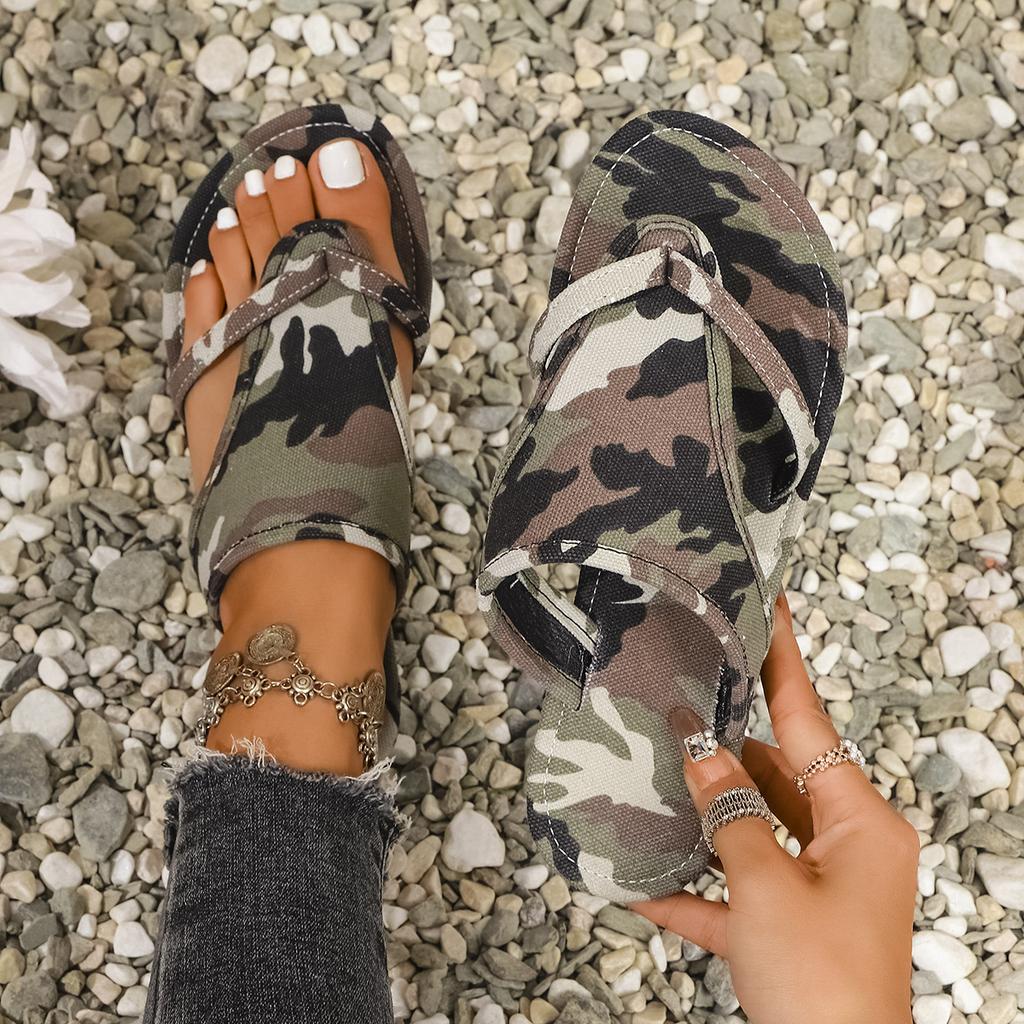Fashion Women Slippers Ethnic Style Flat Bottom Slippers Printed Roman Style Sandals Summer New Comfortable Shoes Women Slides Women