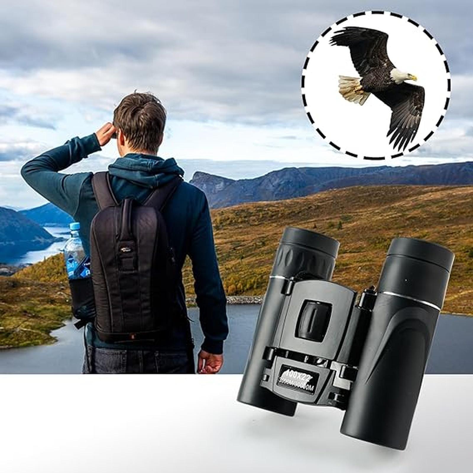 

100x20 Portable Binoculars for Adults,Lightweight and Foldable with High Magnification,Easy to Adjust Focus,Ideal for Travel,Birdwatching,and More one size чорний