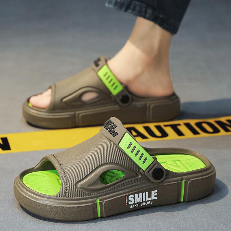 Men's Summer Slippers with Heels Outdoor Anti Slip and Wear-resistant Beach Sandals