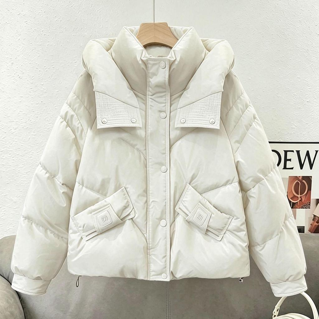 Women's Short Thickened Hooded Cotton Jacket - Winter 2026 Warm Loose Outerwear