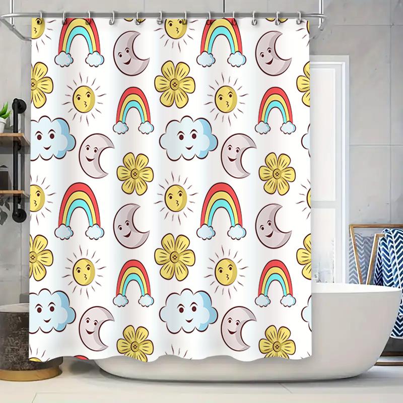 

Cute Sunflower Moon Rainbow Cloud Shower Curtain Home Decor Bathroom Liner Kids Gift Creative Modern Waterproof Fabric 180x274cm 90x180cm
