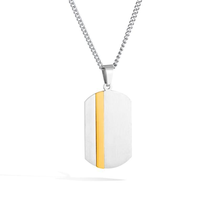 Men s Stainless Steel Necklace Fashionable Simple Versatile Trendy Military Brand Pendant Titanium Accessory