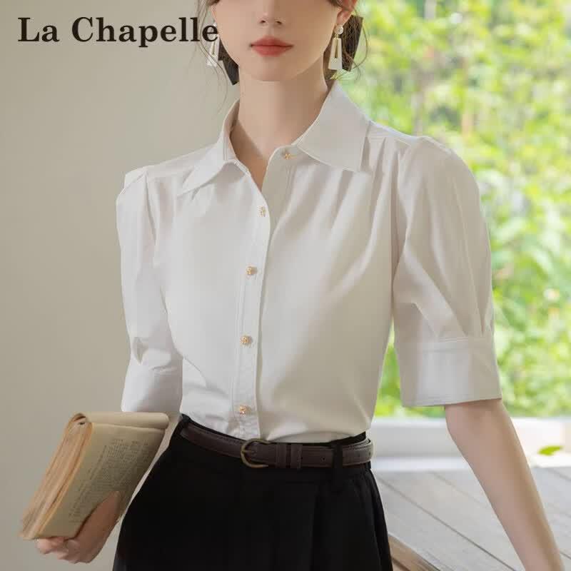 La Chapelle French Style Short Sleeve T-shirt for Women XL синий