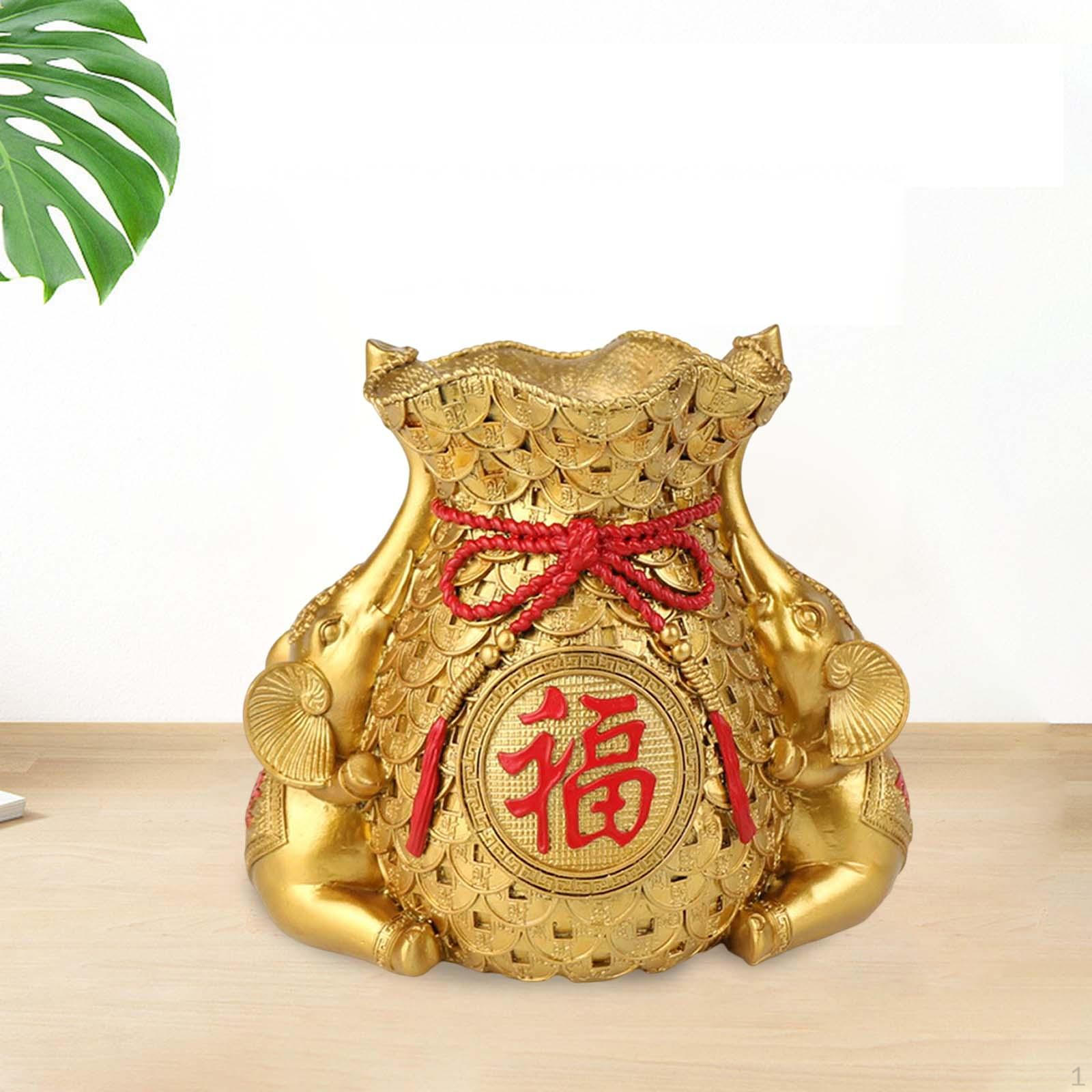 

Chinese Resin Shaped Statue Table Ornaments Birthday Holidays Gift Size 15x10x13cm Creative Aureate Vase