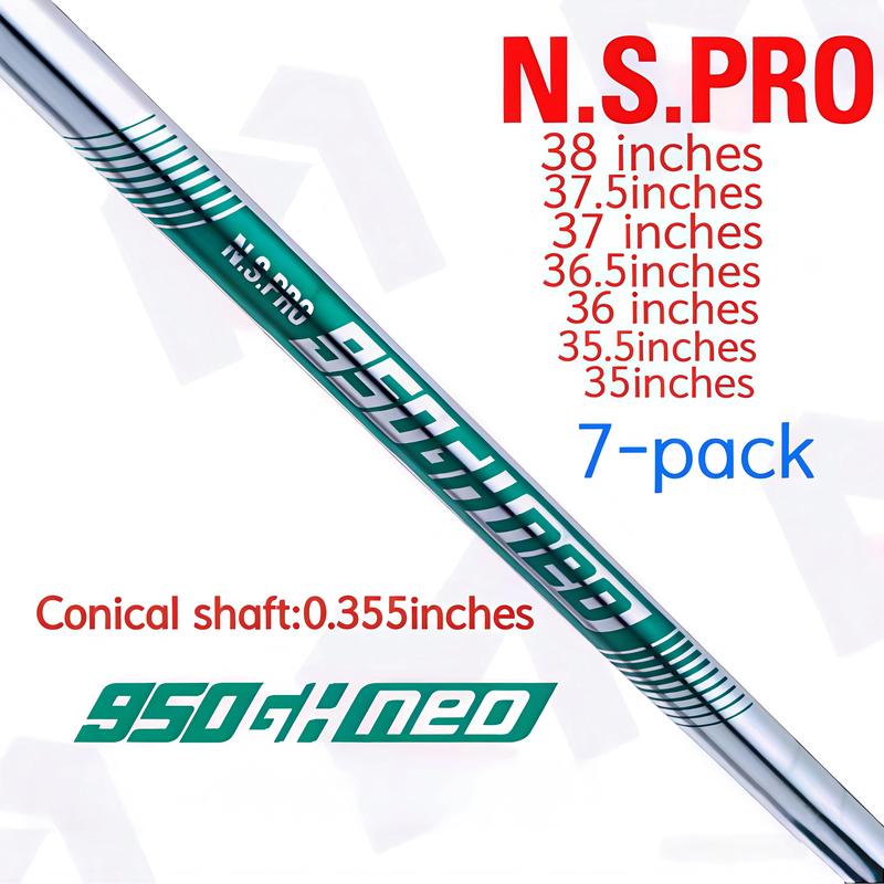 7pcs Golf Iron Green N S PRO 950 NEO Steel Shaft Suitable for Wedge Tip Iron Golf Shaft R/S Flex Caliber 0.355 inches 7pcs-R