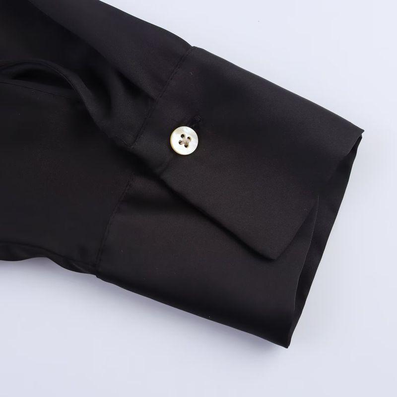 Kaslead New Women clothes Western Style Fashion Knot Silk Satin Texture Shirts 8653335