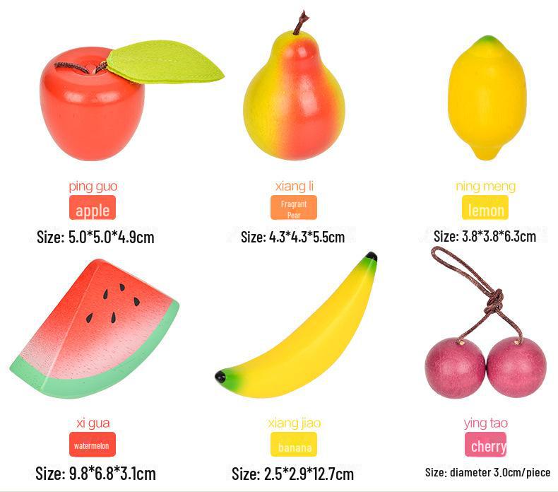 Wooden Fruit & Vegetable Kitchen Playset for Kids - Early Education Toy Set