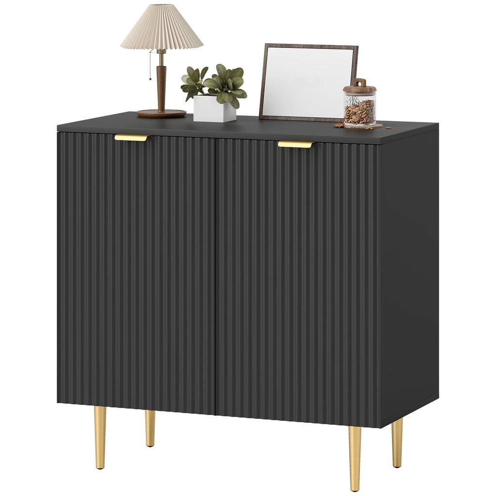 Küchenbuffet Aufbewahrungsmöbel mit 2 Türen verstellbarem Einlegeboden erhöhten Metallbeinen 80 x 40 x 80 cm schwarz