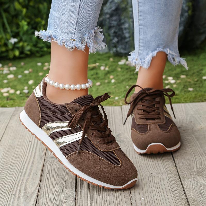 Women's Spring Flat Casual Sports Board Shoes, Retro Training Style Versatile Footwear, Available In Large Sizes.