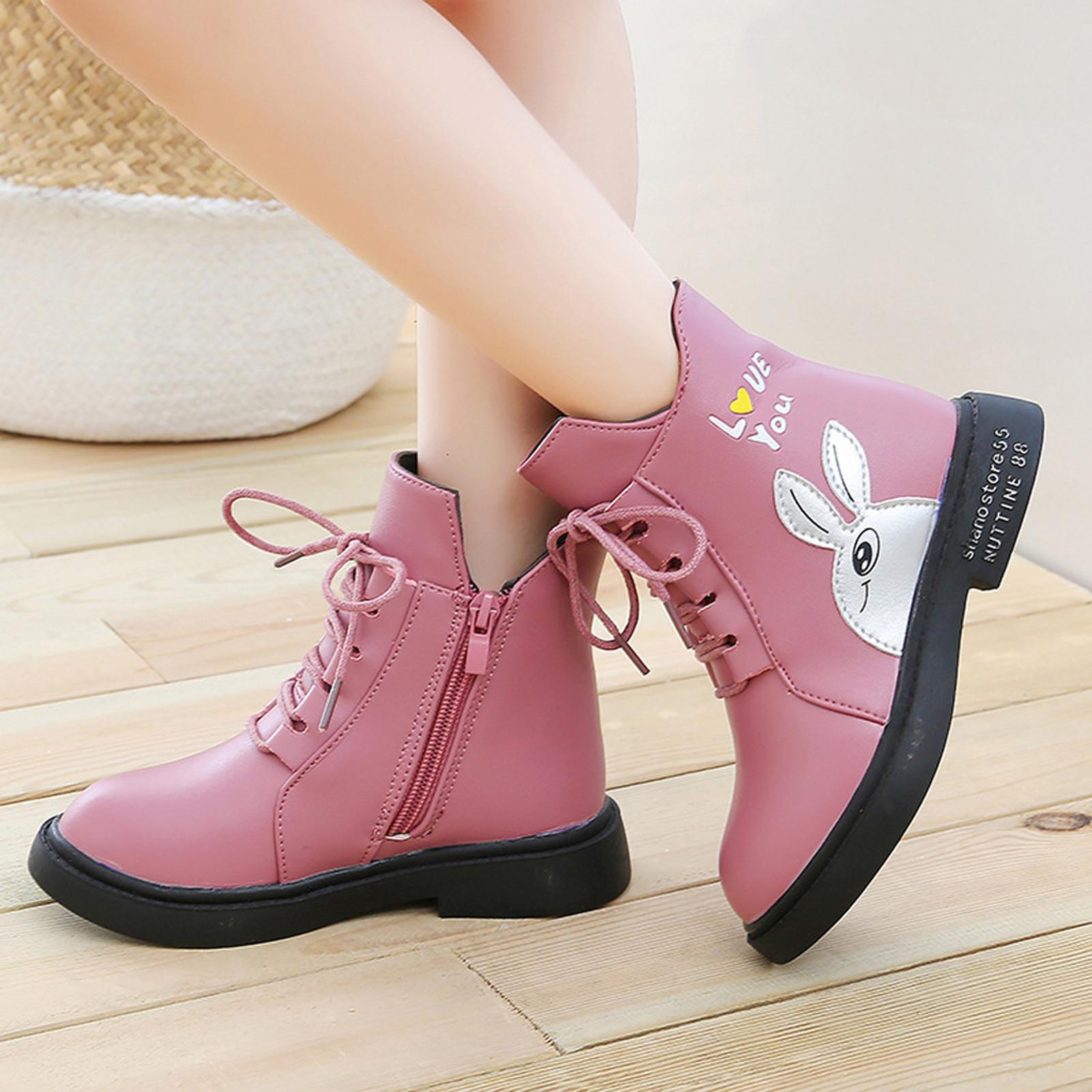 

Детские повседневные туфли принцессы с героями мультфильмов для девочек, кожаные сапоги с толстыми ворсинками 28 розовый