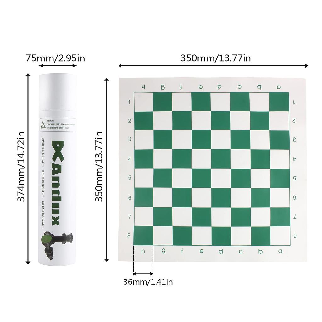 Andux International Chess Board for Portable Set Beginners, Travel, XQTZ-01 (35x35cm, Green)