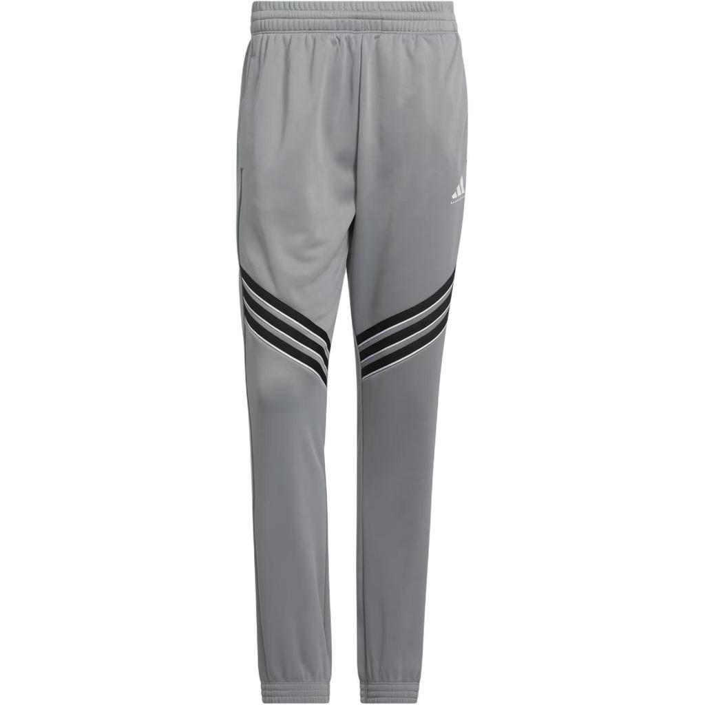 Adidas Logo Loose Fit Tapered Knit Sports Pants Men Bottoms Gray JN2495