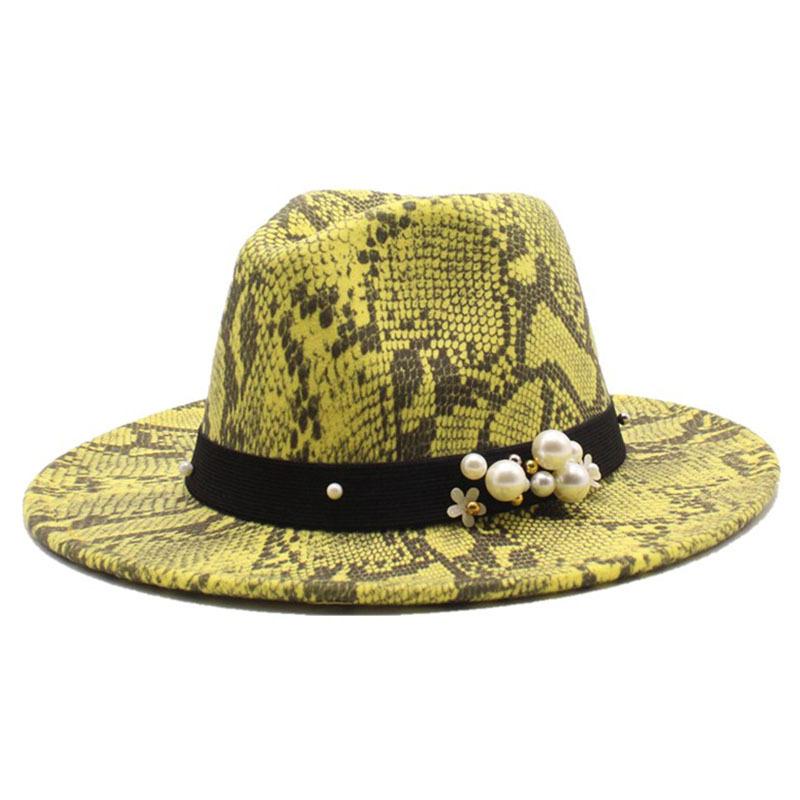 Gentleman'S British Woolen Hat Men'S Trendy Snake Pattern Casual Top Hat Flat Edge Men'S And Women'S Hats Jazz Hat Felt Hat
