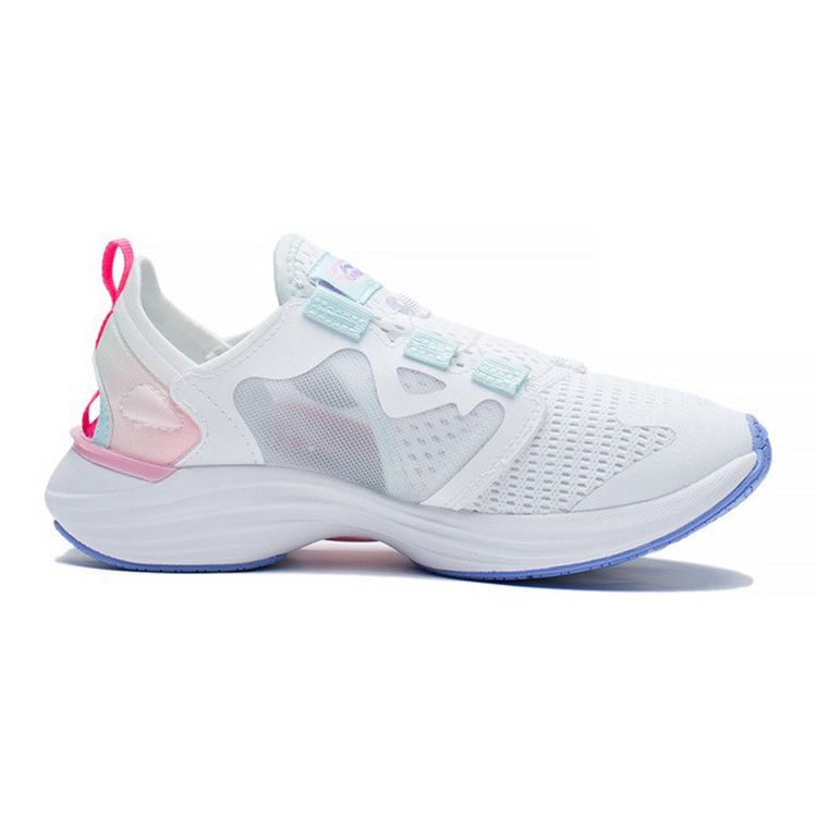 Li Ning Childrens Canglan Non-Slip Shock Absorbing Durable Lightweight Rebound Low-Top Running Shoes Kids sneaker White Pink YKFS022-4