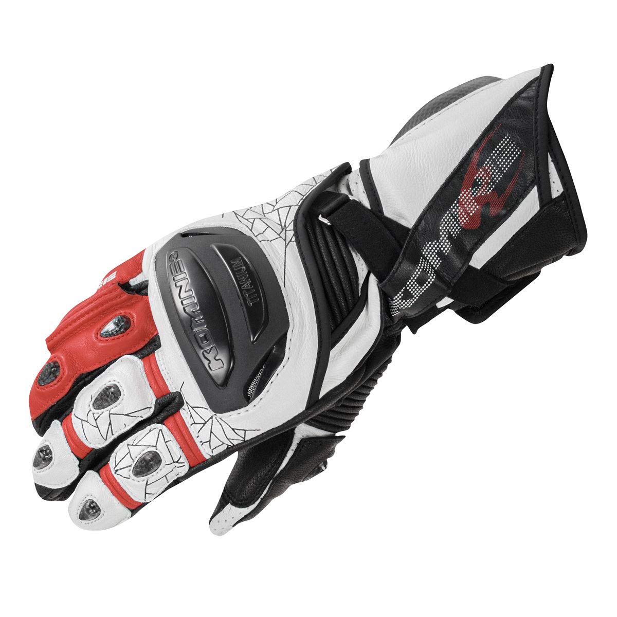 

Motorcycle Gloves Titanium Racing Gloves 2XL 12969 Genuine Leather Carbon Stretch Material Titanium for and Autumn [Komine] White/Red GK-235 Spring,