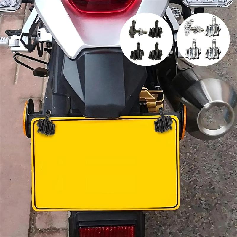 4Pcs Middle Finger Bolts License Plate Screws License Plate Caps For Car Tag Frame Motorcycle Screws Replacement Kit