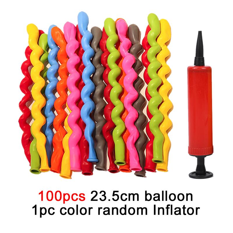 50/100pcs Balloon Long Strip Spiral Style Color Latex Gathering Party Birthday Wedding Decoration Balloon Design Inflator TMZ