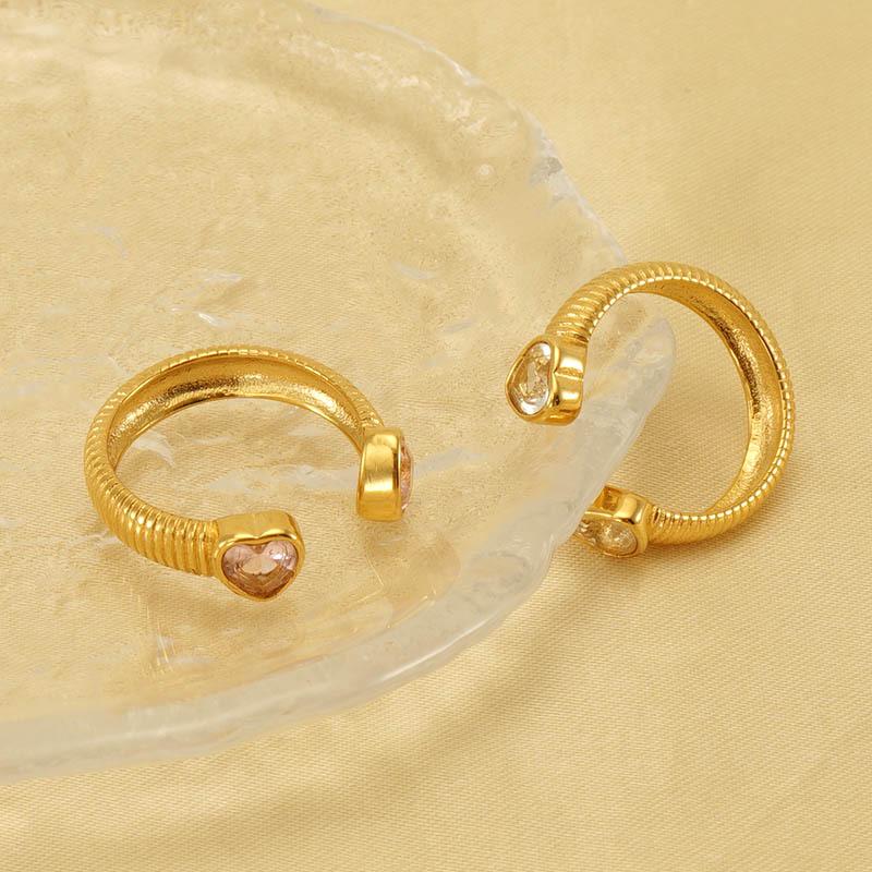European-American 18k Gold Zircon Retro Open Ring for Women