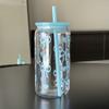 Kawaii Water Bottle Aesthetic Tumbler For Ice Coffee Juice Tea Cute Bowknot Plastic Cups With Straw Lid Portable Drinking Bottle