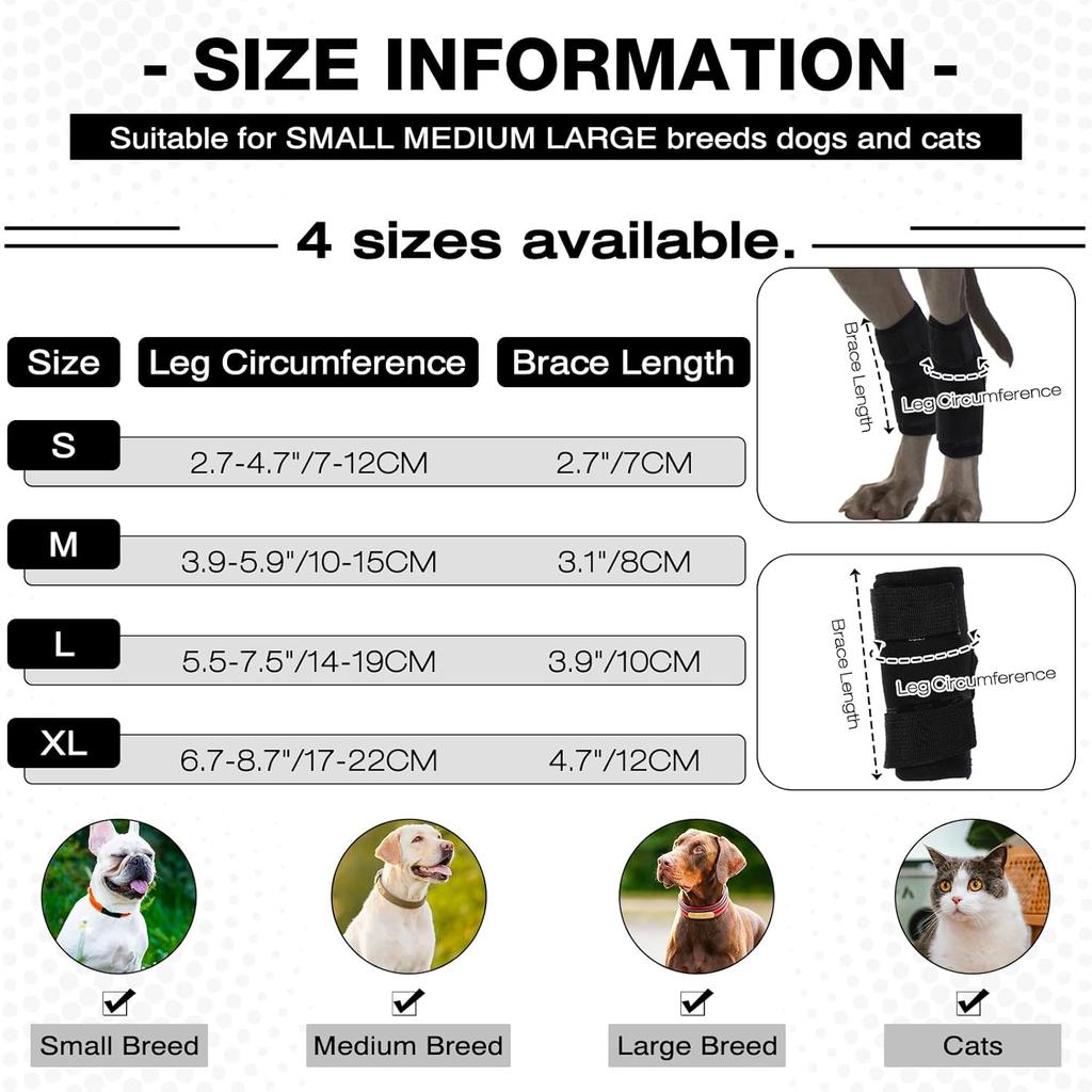 ROZKITCH Dog Leg Protector for Rear Hock Joint or Front Leg Knee, 1 Pair of Dog Leg Compression Wrap Sleeve for Anti Licking Carpal Support Ankle