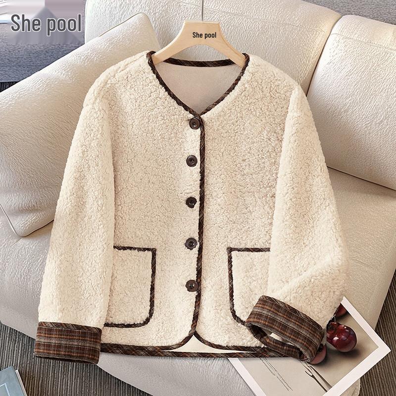 

Ta Chi Women s Retro Granular Fleece Plaid Jacket L