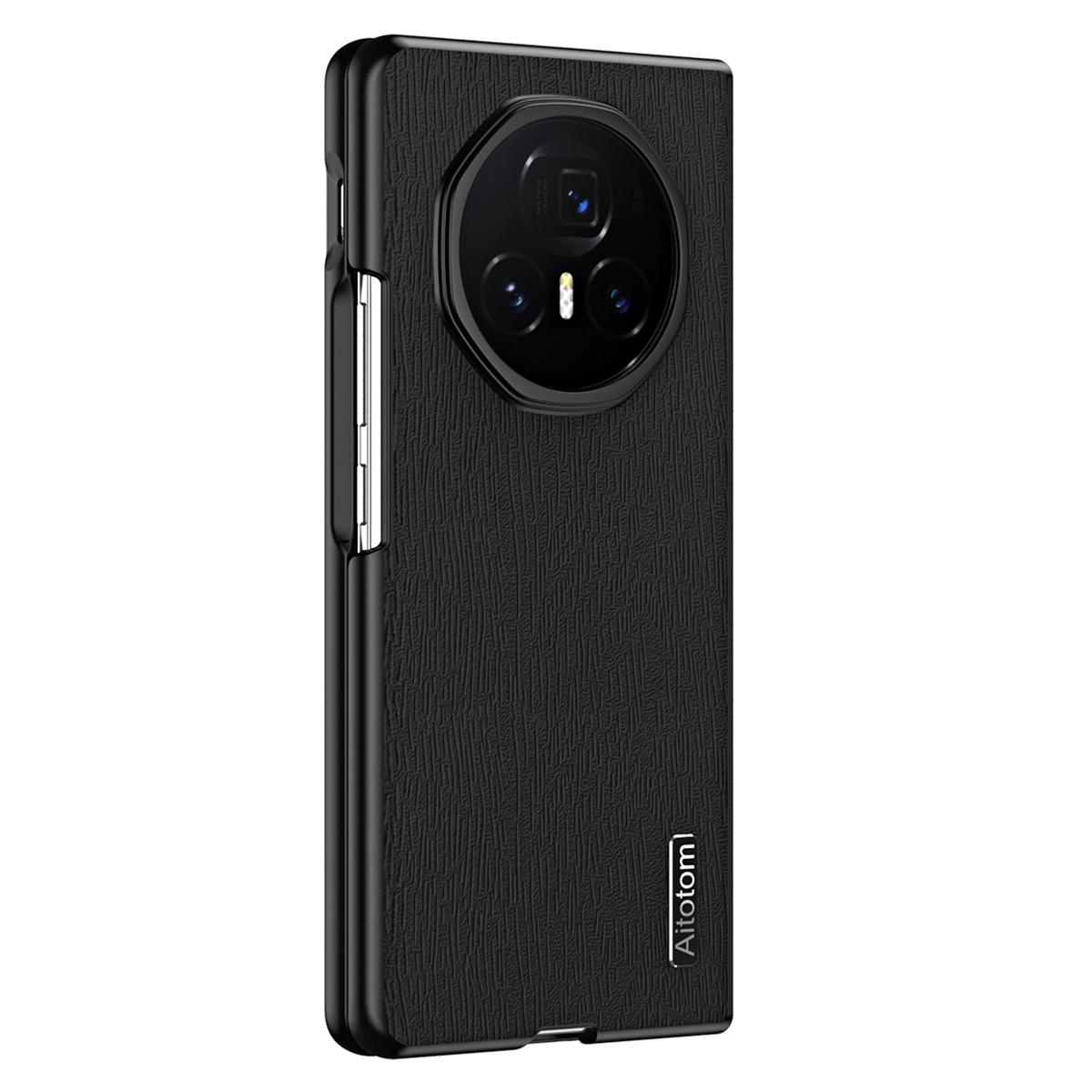 

Чехол для телефона Honor Magic V3 5G Текстура дерева ПУ кожа+ПК+ТПУ Задняя крышка Black