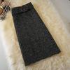 Winter Fashion Korean Edition High Waist Shiny Silk Small Fragrant Fur Temperament Mid Length A-line Split Skirt