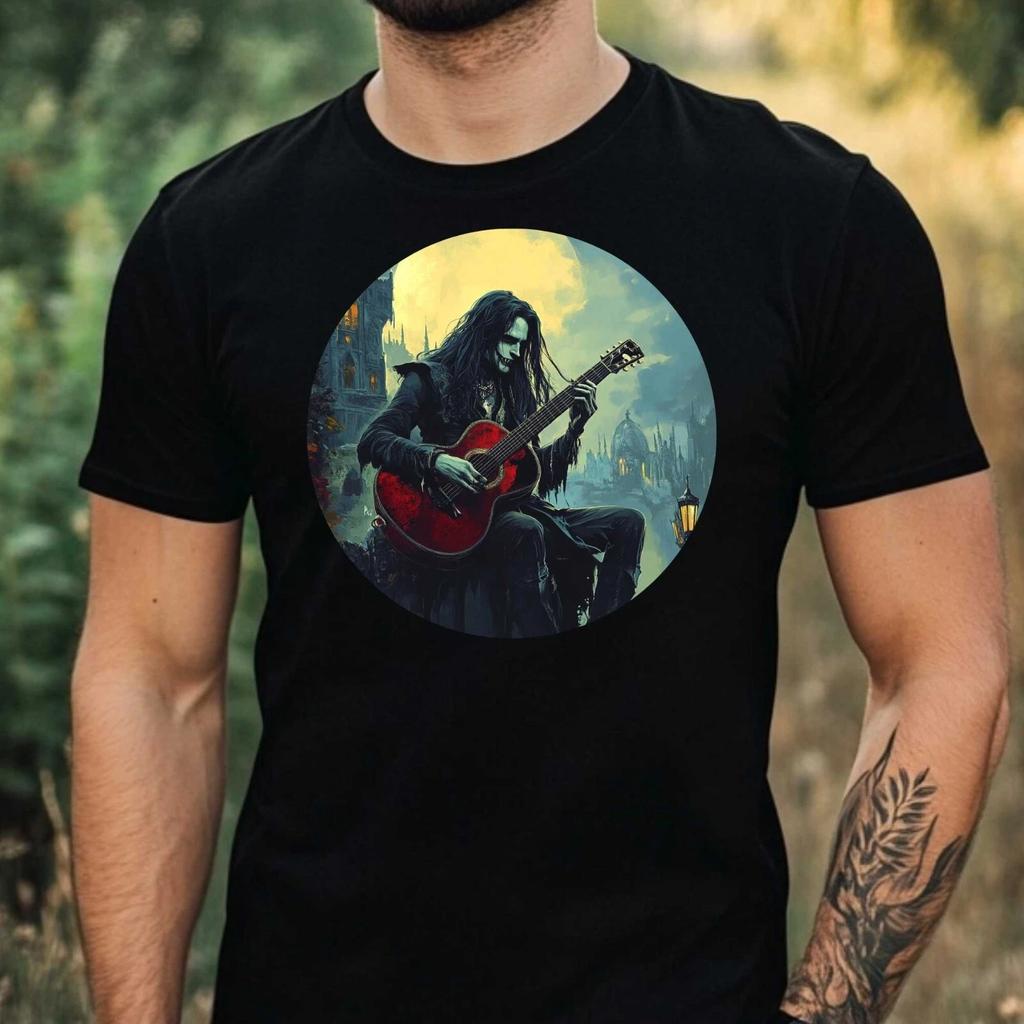 T-Shirt Herren Vampir spielt Gitarre Motiv Baumwolle Größe XS bis 5XL