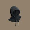 Style Hat Versatile Solid Color Warm Cover With Drawstring Hatscaps Knitted