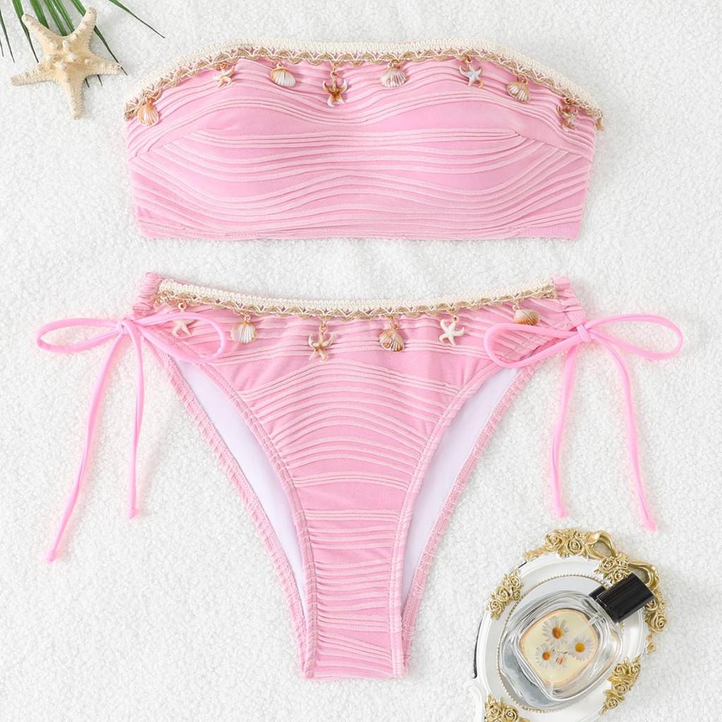 2026 Europees Amerikaans Grensoverschrijdend Dames Hanger Bandeau Strik Bikini Zwempak