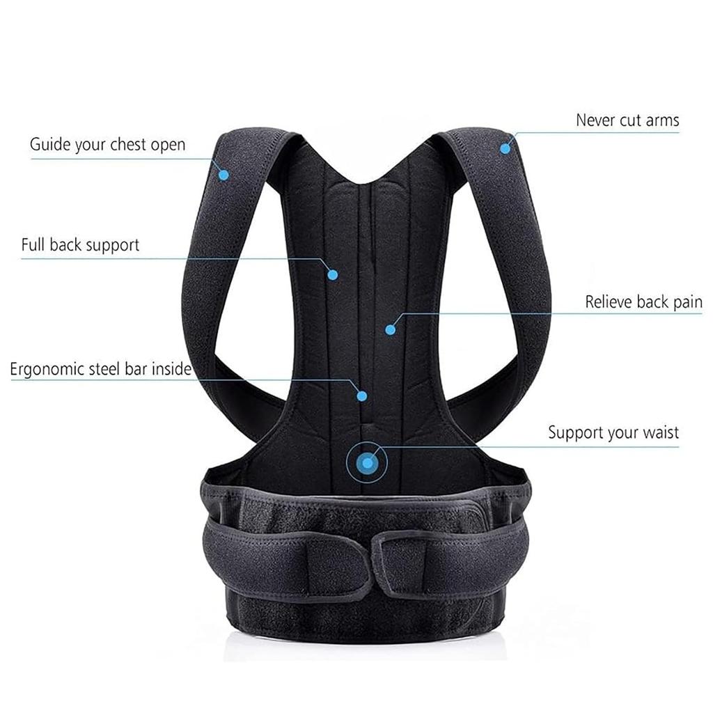 XS-4XL Plus Size Posture Corrector For Women And Men, Adjustable Back Support Lumbar Brace, Relief And Improve Posture For Neck, HunchBack And