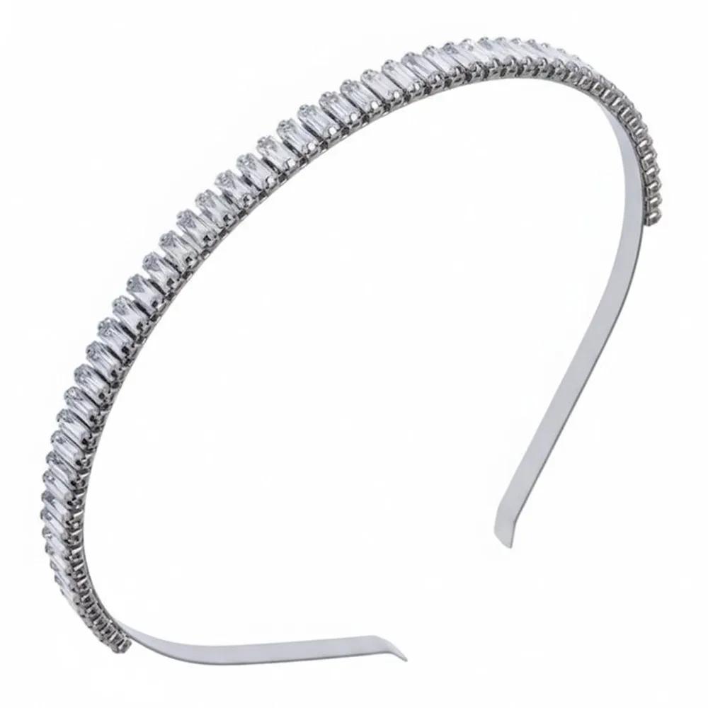 Silver Cubic Layered Simple 10mm 3mm Zirconia Headband 3mm