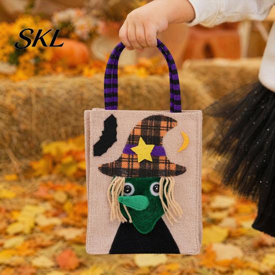 Festive Halloween Candy Holders Trick or Treat Bags, Kids Non Woven Pumpkin Ghost Biodegradable Bags Tote, Reusable Goodie Spooky Party Favor Gift for