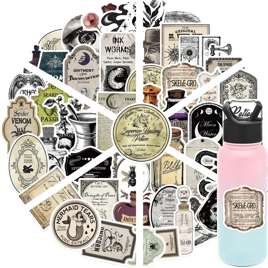 50 Gothic Pharmacist Potion Label Stickers Decorate Notebook Suitcase DIY Waterproof Stickers