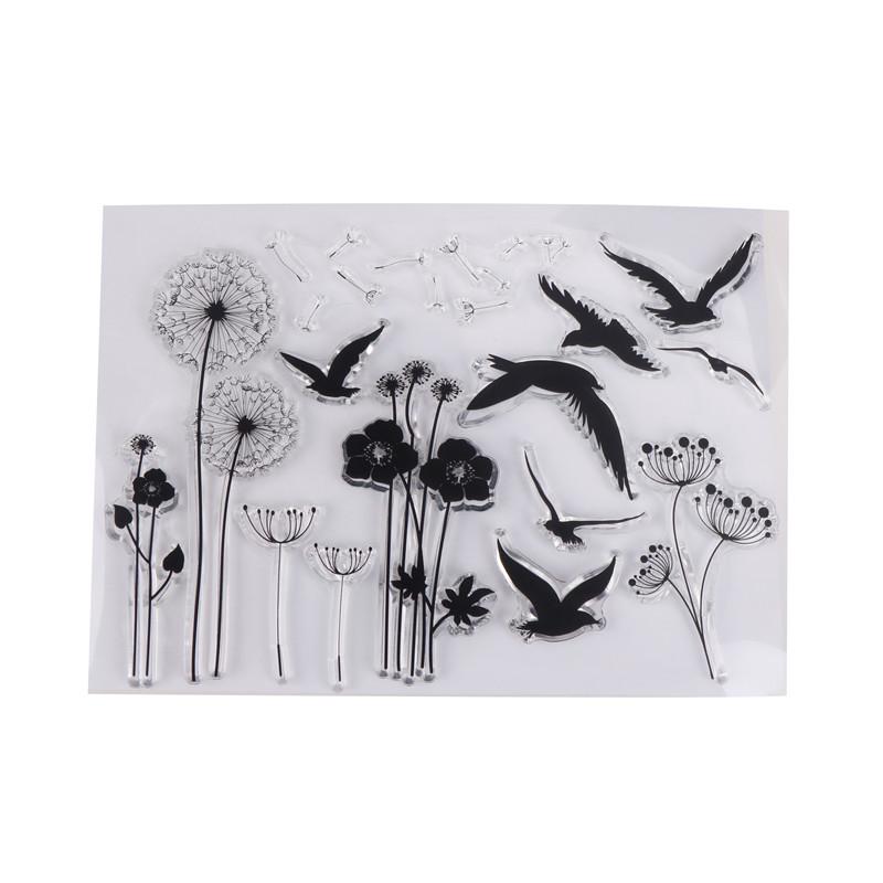Transparent Clear Silicone Stamps Dandelion And Bird For Diy ...