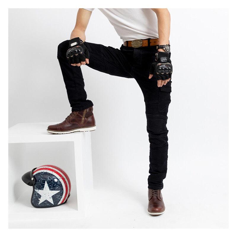 Four-Season Motorcycle Riding Pants - Military Green/Black, Anti-Fall, Slim Fit Jeans