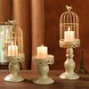 4.13in Birdcage Candle Holder White Retro Iron Candle Stand Living Room Display