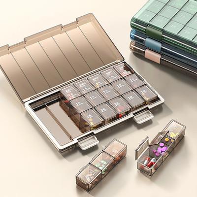 Didelės talpos medicinos laikiklis rytui vidurdieniui vakarui, nešiojamas lengvai atidaromas 12 kapsulių arba 25