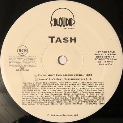 Disque 12 pouces TASH Pimpin Aint Easy RDAB657711 Loud Records 1999 Rap HipHopRB US Occasion
