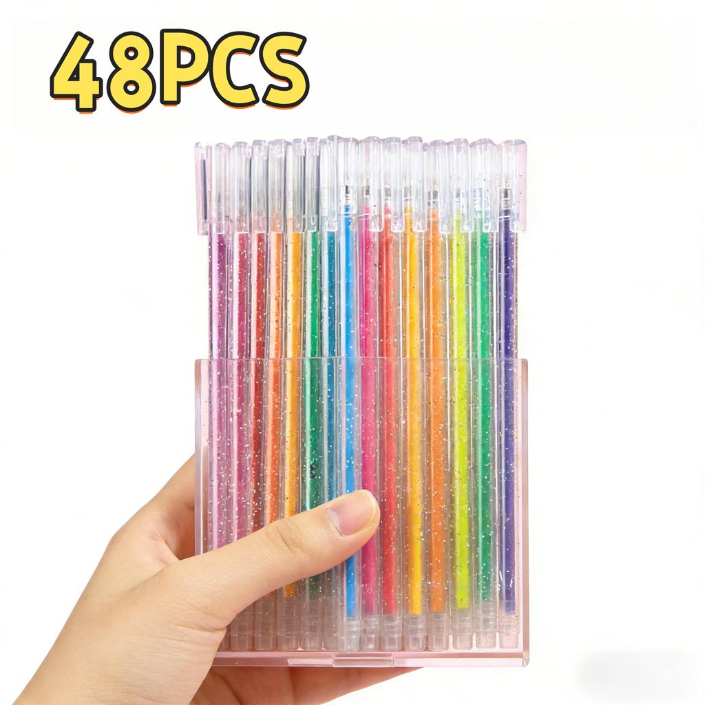 Glitter Gel Pen Set, Sparkly Rainbow Glitter Pens For Art Drawing, Journaling, Scrapbooking, Diy Crafts, Coloring Books,