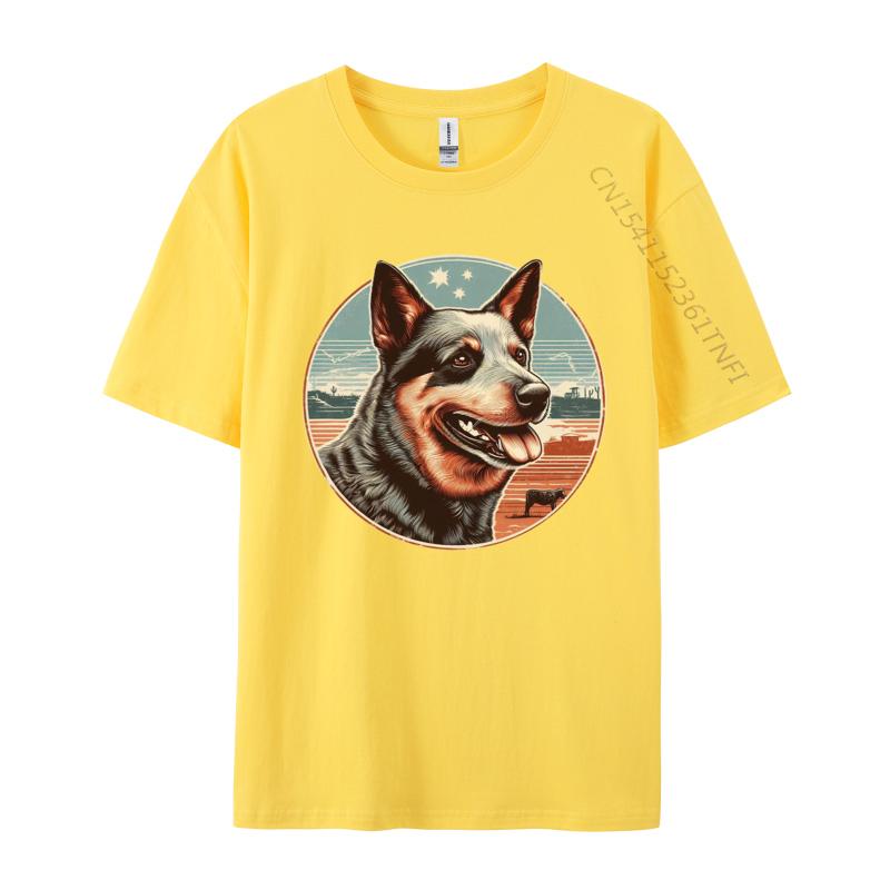 Vintage Australian Cattle Dog Tshirt Dog Lover Tshirt Animal Funny Pure Cotton Tee Shirts Adult Tops Tees