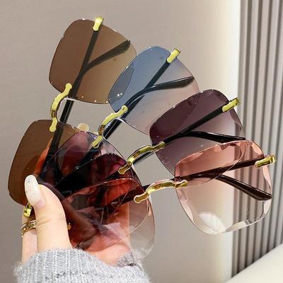 Non-polarized Vintage Rimless Sunglasses New Women Gradient Sunglasses Shades Fashion Frameless Sun Glasses Ladies Eyeglasses