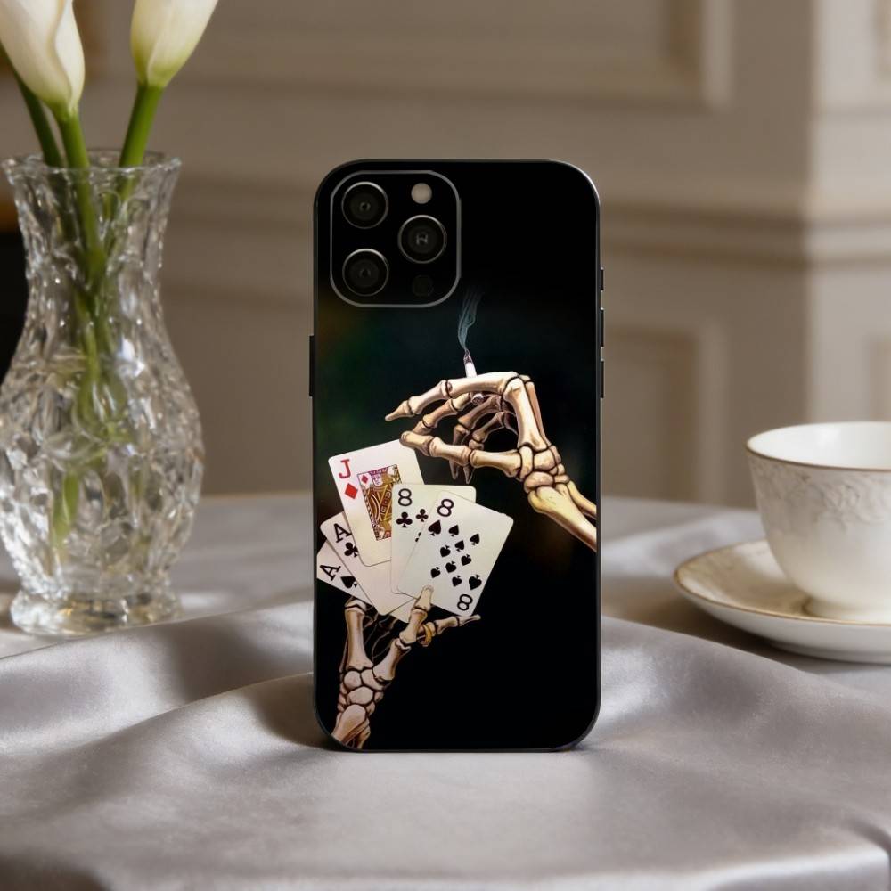 

S-Skeleton Q-Queen of Hearts CARD Phone Case For iPhone 17,16,15,14,13,12,11 Plus,Pro Max,XS,Soft Silicone Black Cover iPhone16pro