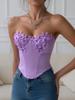 Diamond Cross Fishbone Satin Corsage Bandeau Top