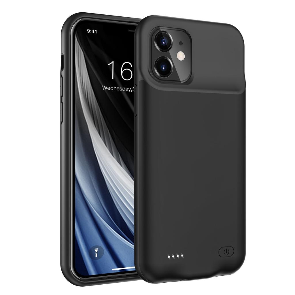 6000mAh Rechargeable Battery Mobile Phone Charger Cover Case for iPhone 12 mini 5.4 inch-Black