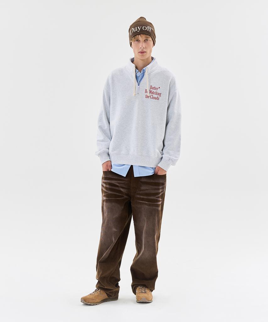 Aeca Better Half Zip Up Sweat Shirts-Light Gray